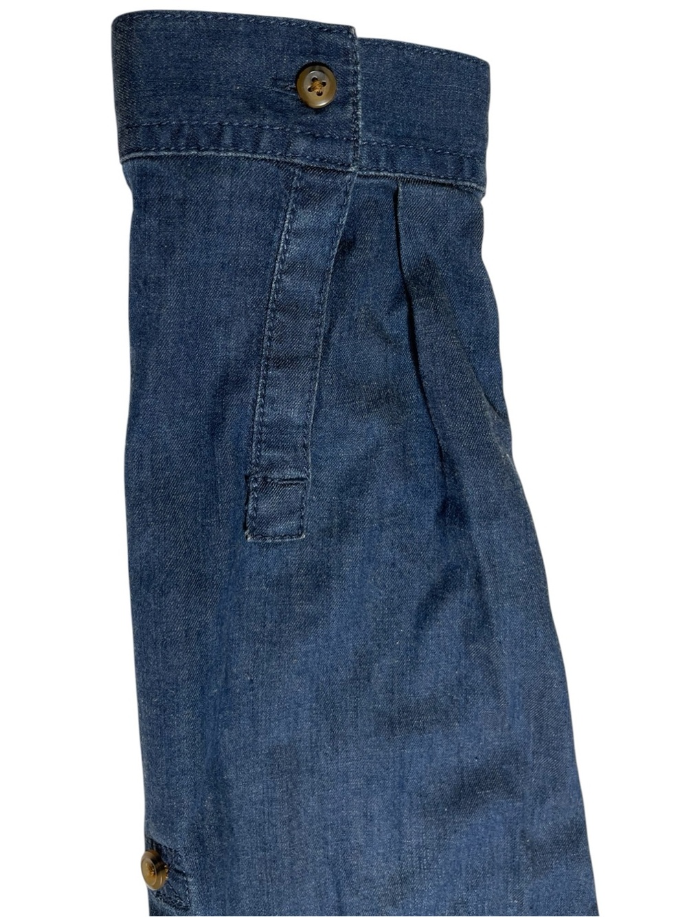 Denim Shirt Dress J.Jill Tall L Tencel Lyocell Roll Tab Sleeve Pockets - Picture 9 of 9